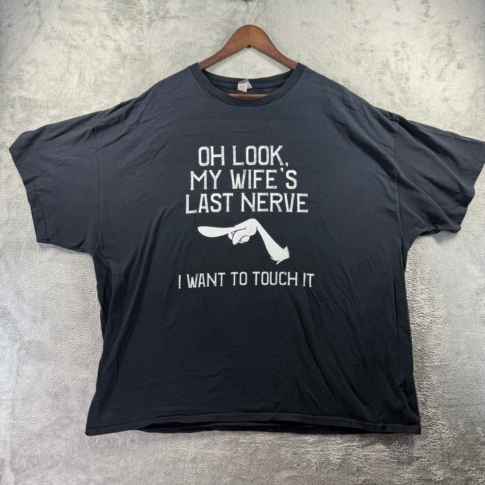Gildan Mens 3XL Black My Wifes Last Nerve Graphic T-Shirt Funny Slogan Tee - Picture 6 of 9